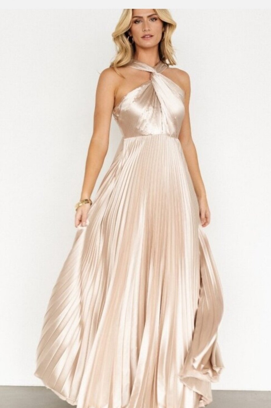 Baltic Born Sandra Pleated Champagne New With Tags Medium